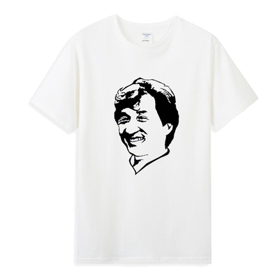 香港电影成龙大哥头像Jackie Chan短袖T恤男女纯棉宽松衣服休闲夏