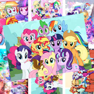 小马宝莉海报墙贴宿舍卧室房间装饰画儿童动漫卡通挂画8张不重复