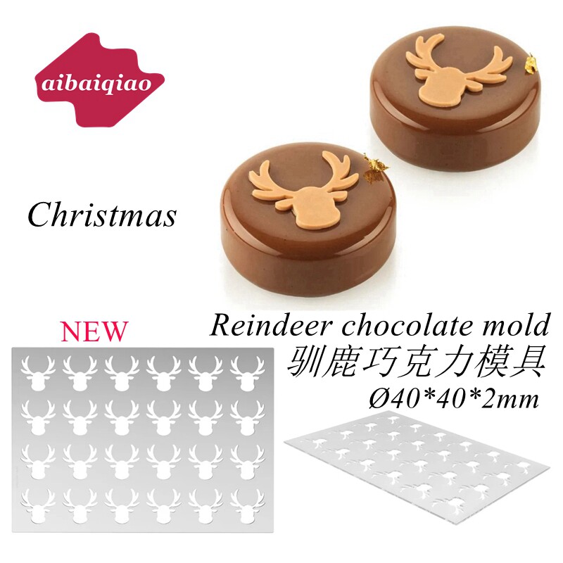 iBeqiao New Reindeer Chocolate Insert Mold Christmas Mousse Dessert Decorative Slice Ice Cream Insert