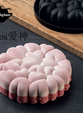爱百巧 18cm 7寸Eros爱神心形慕斯蛋糕硅胶模 七夕情人节爱心模具