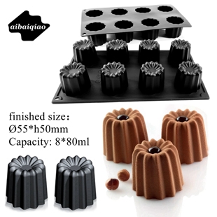 爱百巧 8连可露丽甜点慕斯模硅胶模 法式Cannelés甜品茶歇西点模