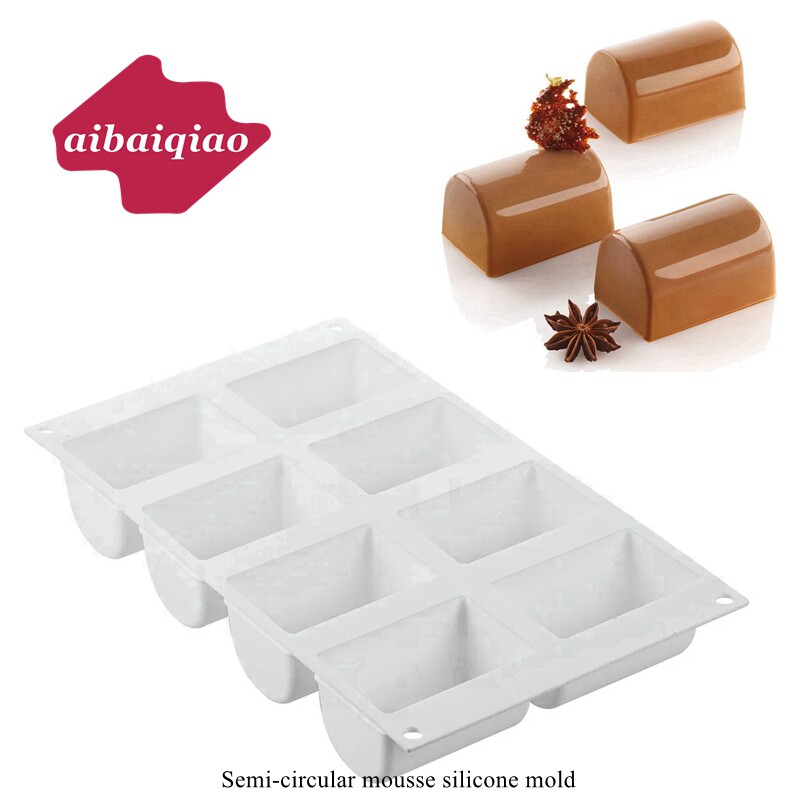 硅胶8连长条半圆形慕斯硅胶模