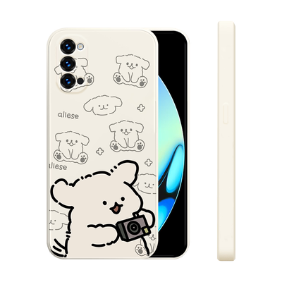 适用opporeno4手机壳新款reno4pro液态硅胶软壳pr0男女生reno4se镜头全包5G防摔超薄保护套卡通可爱外拍照狗