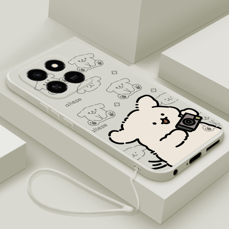适用荣耀Play10T手机壳新款荣耀play10C液态硅胶软壳华为honor镜头全包防摔保护套男女生网红创意卡通拍照狗