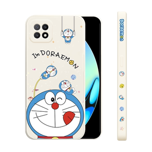 适用oppoA53手机壳5G新款a52液态硅胶保护套A5男女oppoa59镜头全包防摔软壳0pp0个性超薄a59s卡通外壳蓝胖子