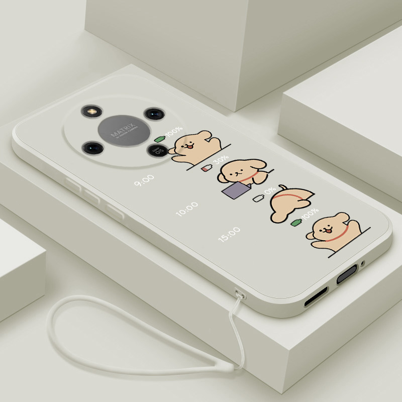 适用荣耀x70手机壳新款华为荣耀X70i液态硅胶软壳honor镜头全包防摔保护套5G男女情侣X7O创意卡通可爱上班狗