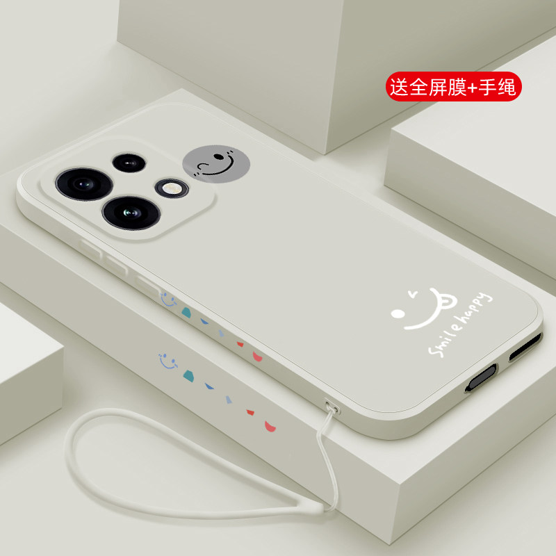 适用opporeno16手机壳新款reno16pro液态硅胶软壳reno16镜头全包防摔超薄保护套oppo男女生网红卡通网红笑脸
