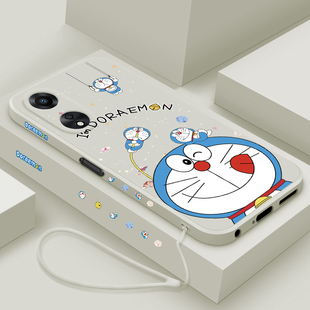 适用oppoA58x手机壳a58新款 5G液态硅胶保护套男女潮a56镜头全包防摔a56s软壳0pp0超薄A55卡通外壳蓝胖子 a57