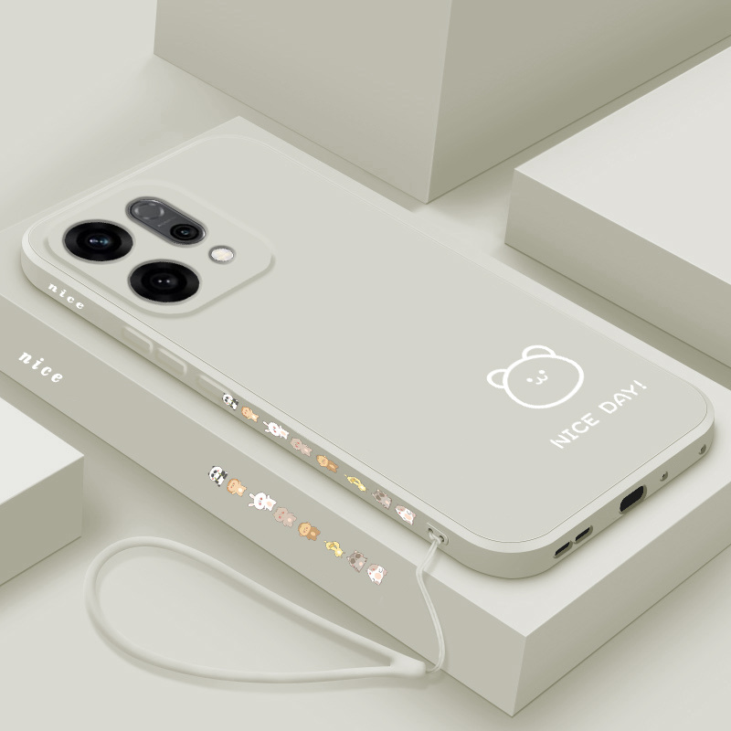 适用opporeno14手机壳新款reno14pro液态硅胶软壳oppo镜头全包防摔保护套por男女生pr0简约卡通外壳小熊小兔