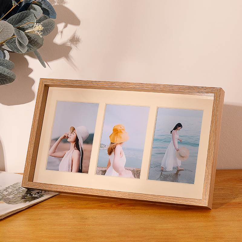 创意组合三四连框6寸相框摆台木质照片情侣婚纱洗照片相片可挂墙