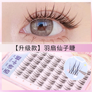 羽扇假睫毛女自然透明梗仙子毛懒人三部曲双子星眼睫毛8-9-10mm
