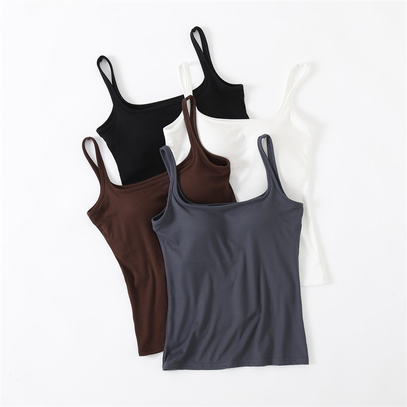 吊带背心女带胸垫免穿文胸内搭外穿一体内衣打底修身显瘦抹胸上衣