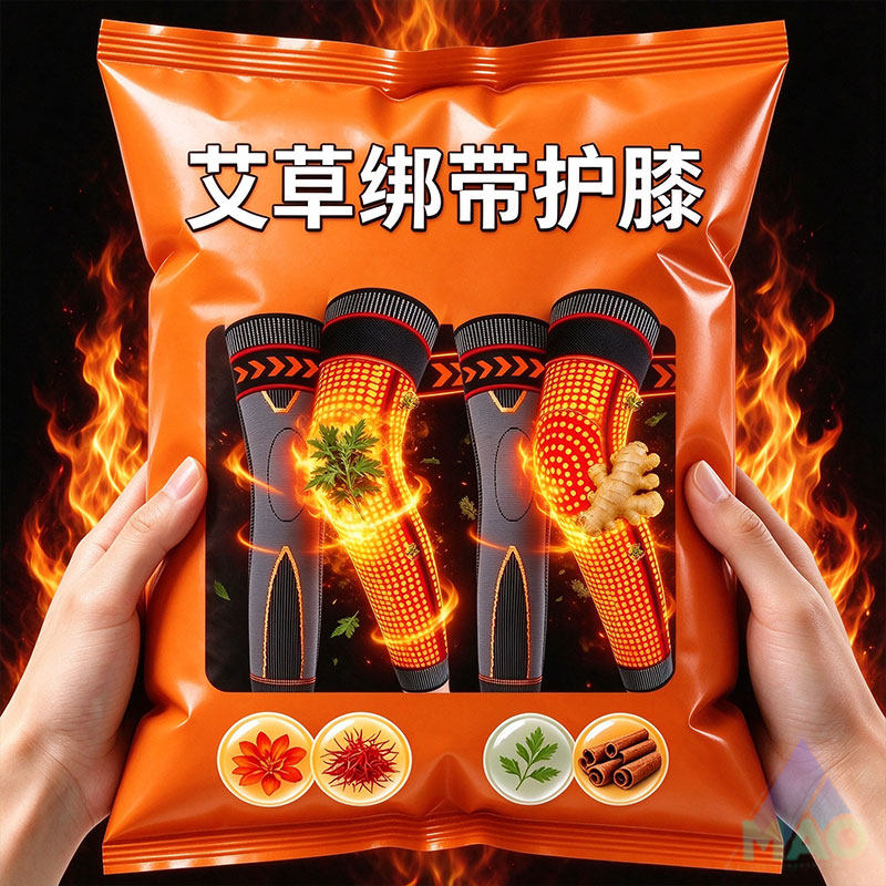 艾草自发热护膝自发热防寒保暖护具男女加长护腿套老年人膝盖脚套