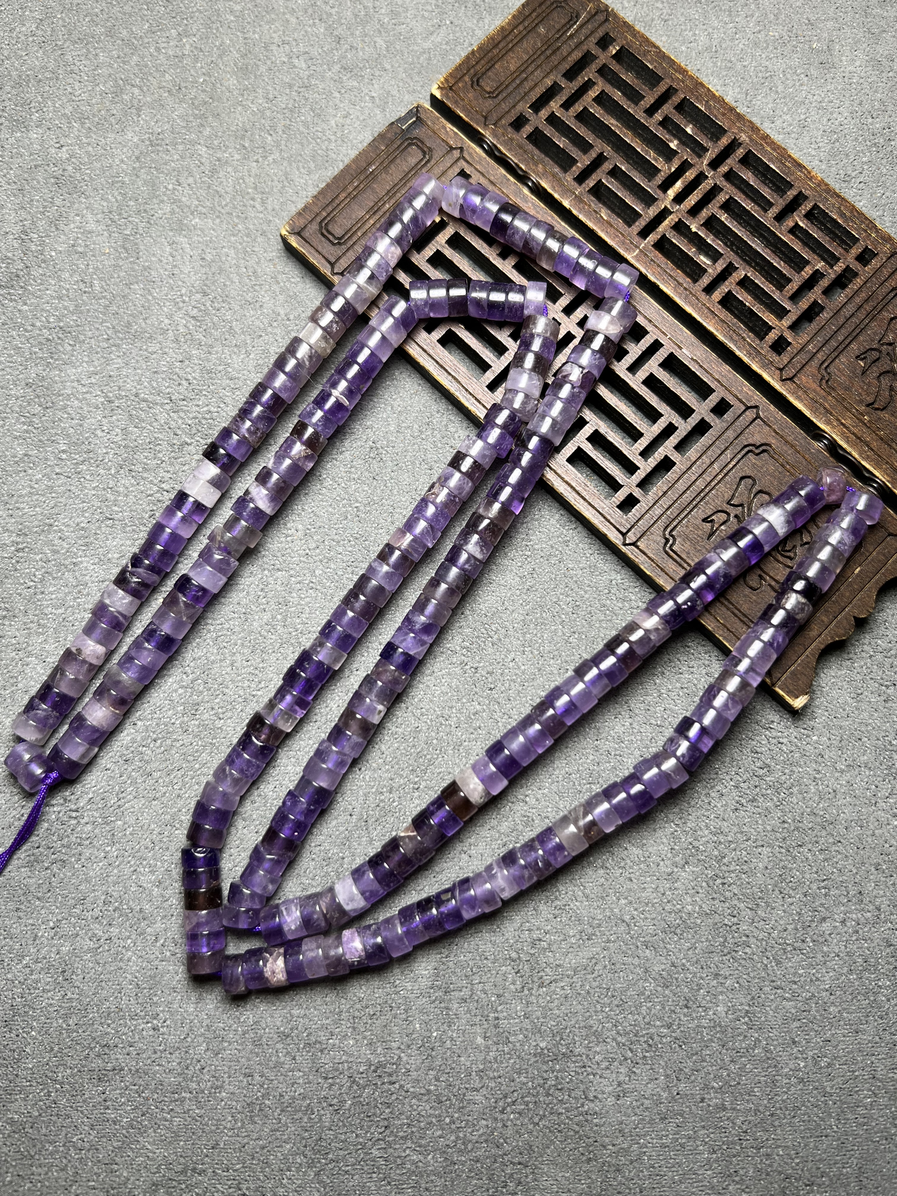 天然紫水晶直切桶珠项链手链配珠隔珠散珠手串diy材料配件珠子
