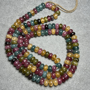 古玩巴西清新糖果彩红碧玺色水晶算盘珠隔片珠串diy手链项链配珠