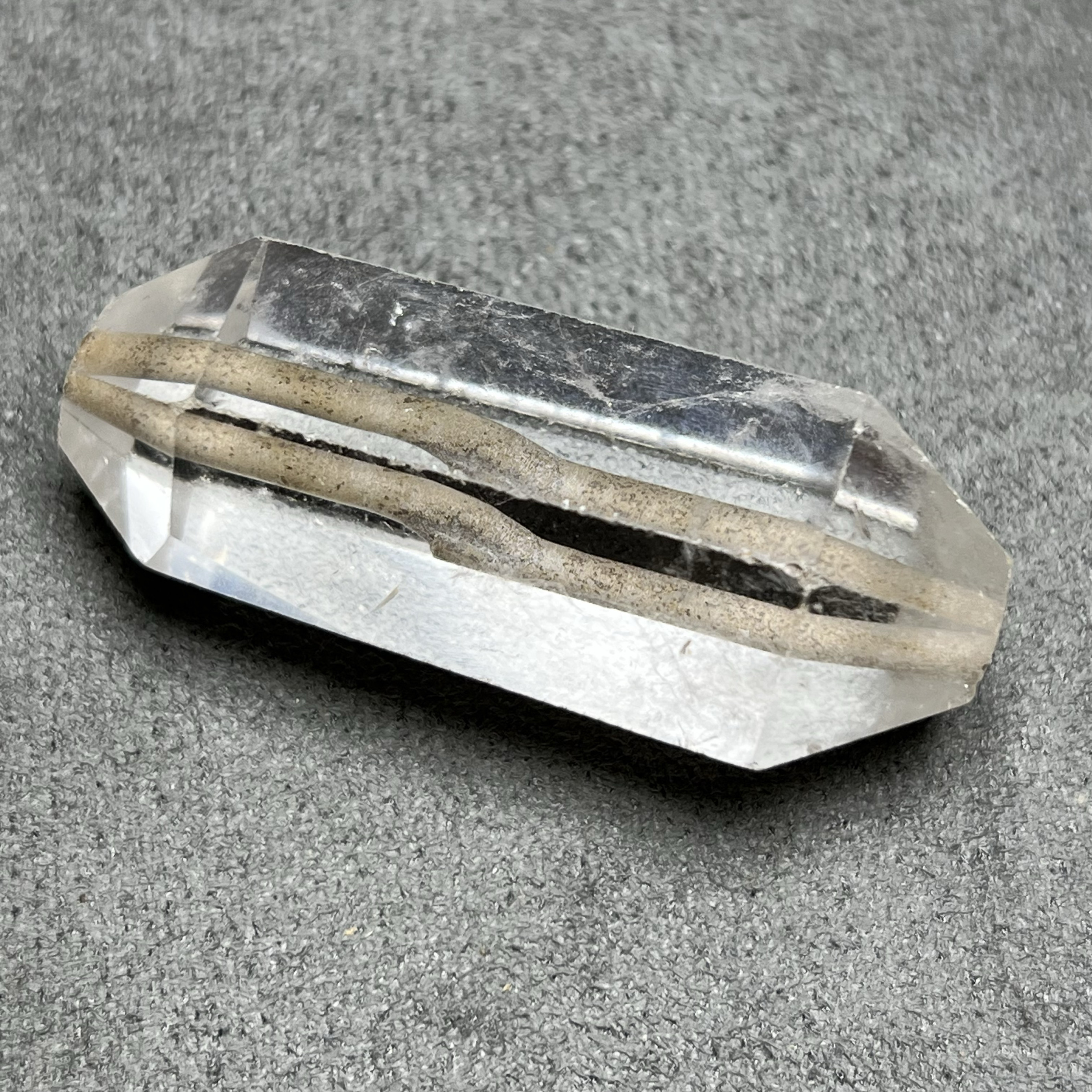 古玩文玩天然老料白水晶双尖柱摆件六棱柱白水晶原石打磨吊坠饰品