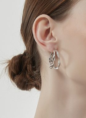 KITSH双层扭扭耳钉女小众ins简约大气时尚通勤气质高级感几何耳环