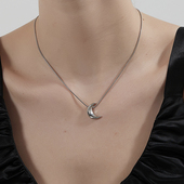 KITSH 弯月亮项链轻奢月牙吊坠锁骨链夏季 配饰小众气质毛衣链饰品