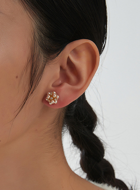 KITSH珍珠锆石花束耳钉925银针耳环小众ins精致轻奢温柔气质通勤