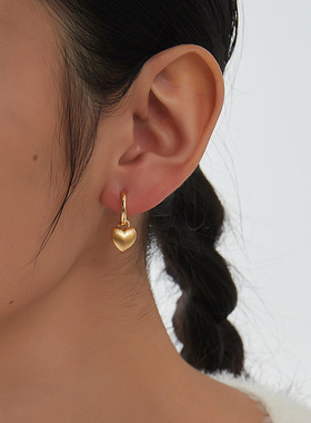 KITSH金色爱心圆圈耳环两戴耳环小众ins简约精致轻奢温柔气质通勤