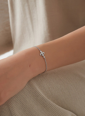 KITSH鸢尾花纯银手链女小众ins简约风气质精致复古通勤手环手绳