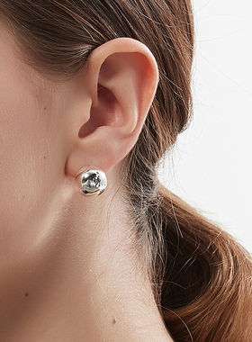 KITSH 银豆豆耳钉女简约气质轻奢高级小众耳环饰品光面半圆球耳饰