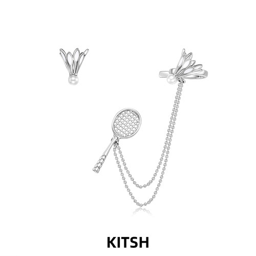 KITSH羽毛球不对称耳钉耳饰小众