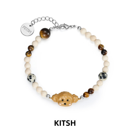 KITSH泰迪小狗手链天然石串珠