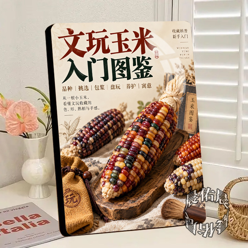 文玩玉米盘玩收藏把玩小众文玩书房桌面陈列把玩款相框装饰画摆件