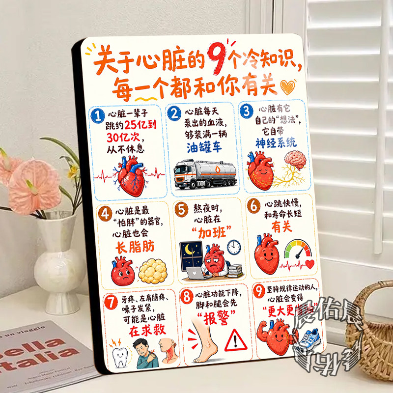 心脏9个冷知识健康科普知识相框摆台家庭养生健康提醒桌面装饰