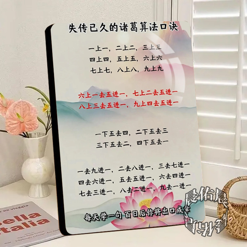 珠算大九九口诀表高清水晶相框摆件客厅卧室儿童房桌面摆件送礼