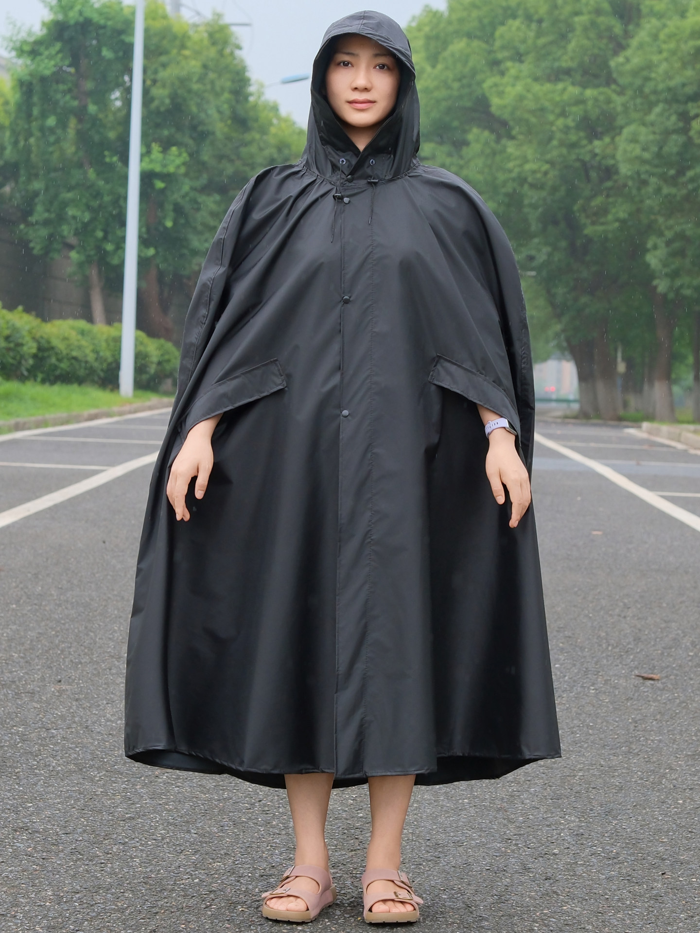 无袖长款雨衣男女加大加肥全身防暴雨单人徒步可背包一体雨披学生