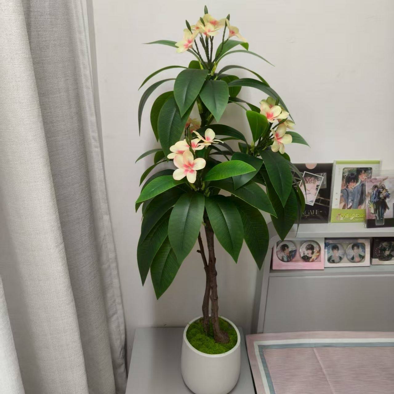 家居装饰高仿真绿植客厅卧室桌面盆栽直播间造景假花树鸡蛋花树