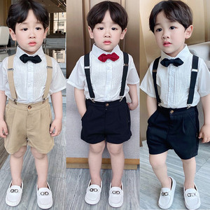 生日花童演出男童西装背带裤礼服