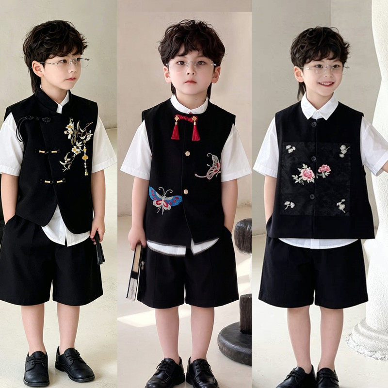 男童西装套装夏季新中式国潮礼服