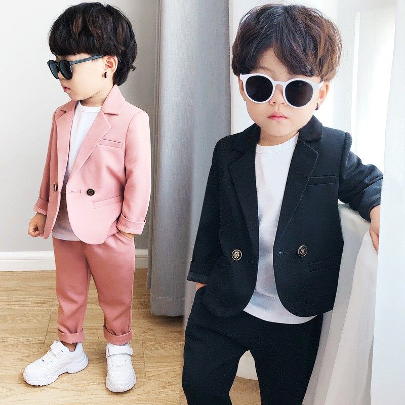 男童西装套装黑色儿童韩版小西服