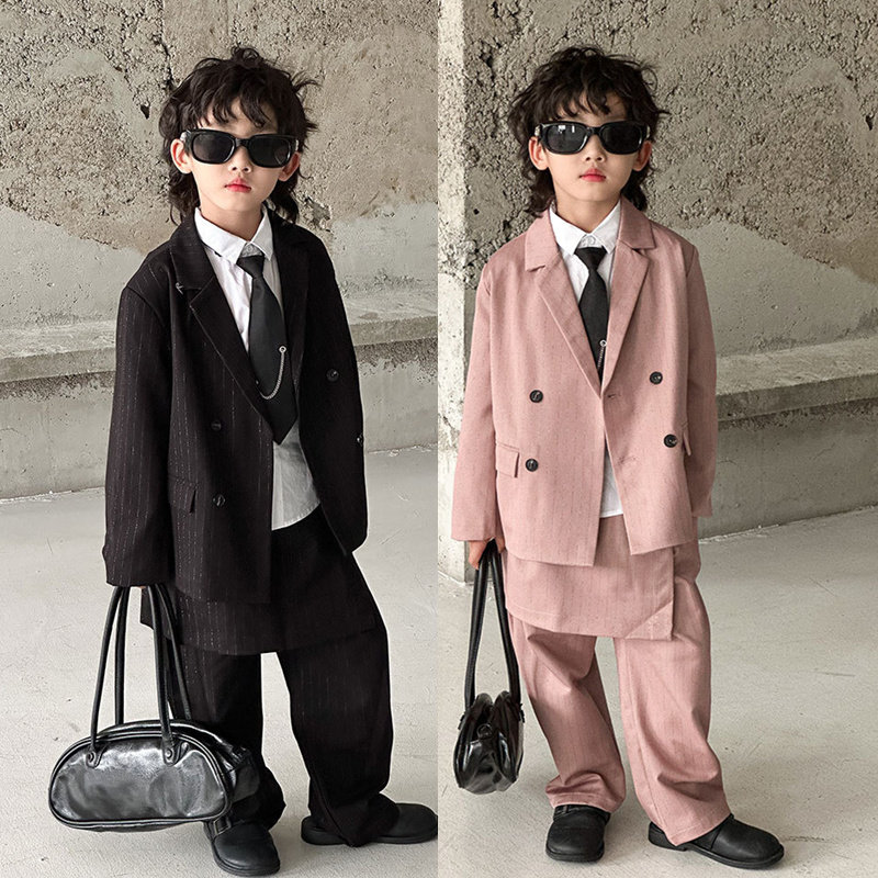 儿童西装套装2025新款韩版男童休闲西服帅气男孩模特走秀演出服潮