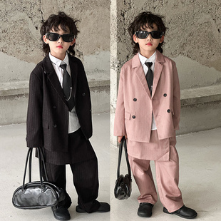 儿童西装套装2025新款韩版男童休闲西服帅气男孩模特走秀演出服潮