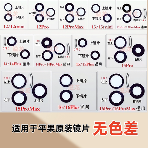 适用于12 13 14 15 16 16plus 16promax原装后置摄像头玻璃镜片17