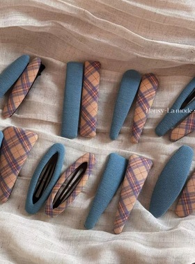 韩国早春布艺格纹侧边发夹女后脑勺高级感bb夹简约刘海夹发卡头饰