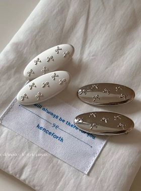 甜酷精致银色蝴蝶结金属鸭嘴夹发夹甜美碎发刘海侧边夹发卡