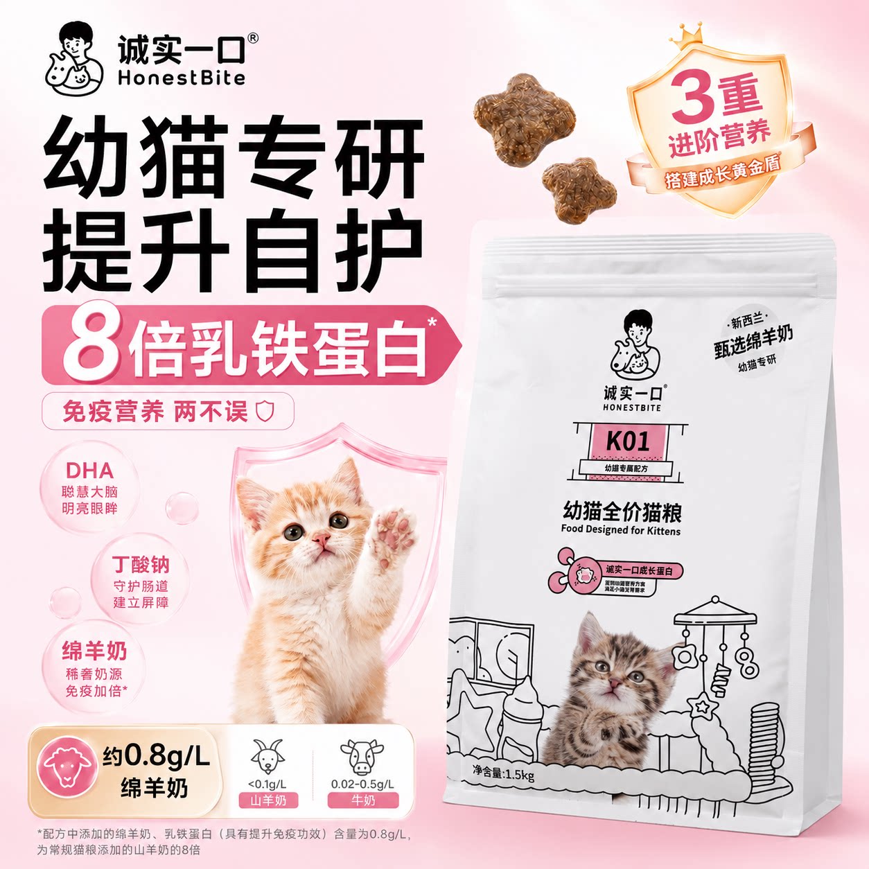 诚实一口K01幼猫粮P40全价成猫粮图片