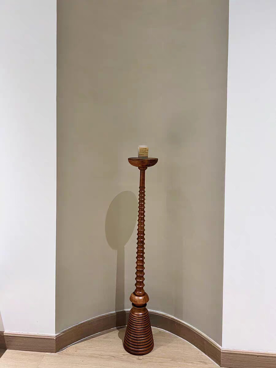 中古实木落地烛台禅意中式复古原木烛台灯柱木雕摆件烛台香薰茶室