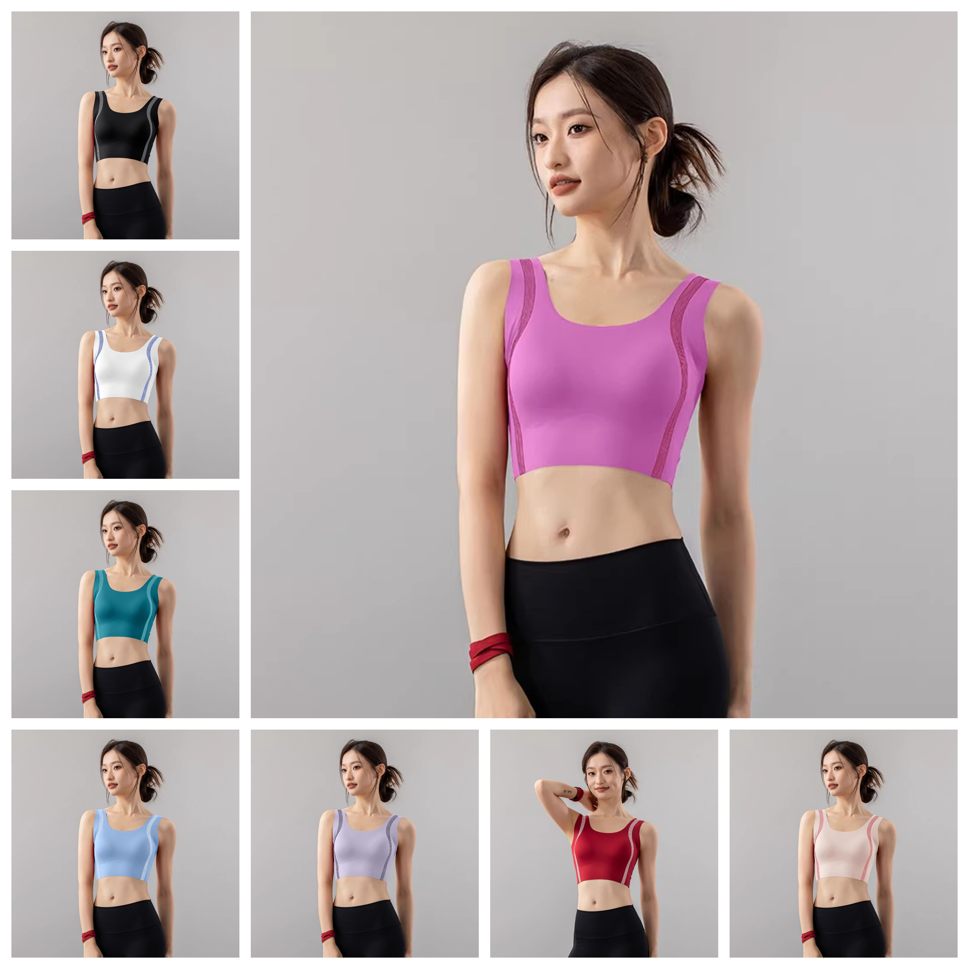 一体式吊带加厚固定胸垫分体游泳衣女性感小胸聚拢无钢托玩水背心