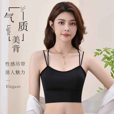 小胸聚拢泳衣上衣单件女保守分体加厚胸垫黑色单独比基尼背心泳衣