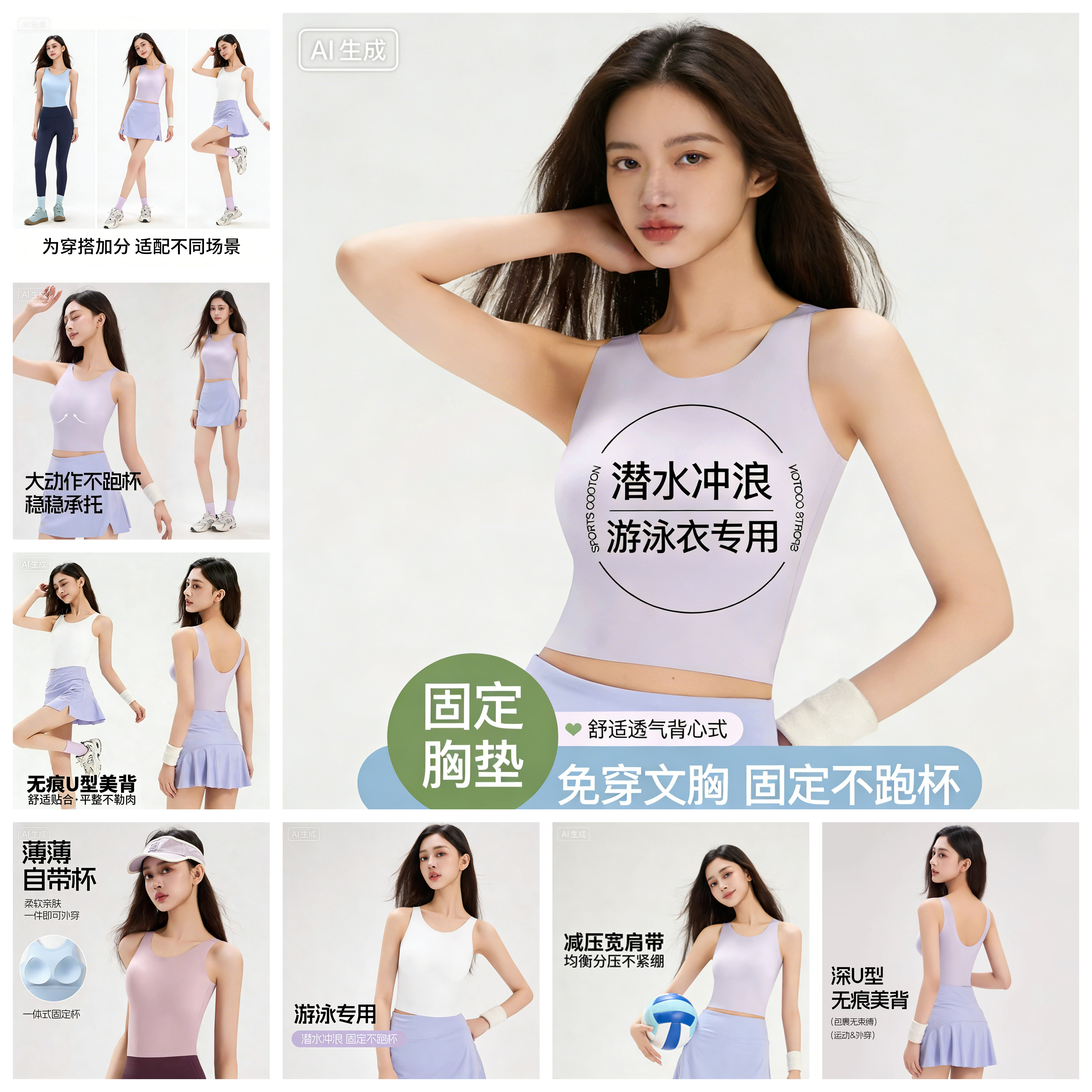 泳衣分体式女士单件速干运动背心上衣长款泡温泉专用带胸垫游泳衣