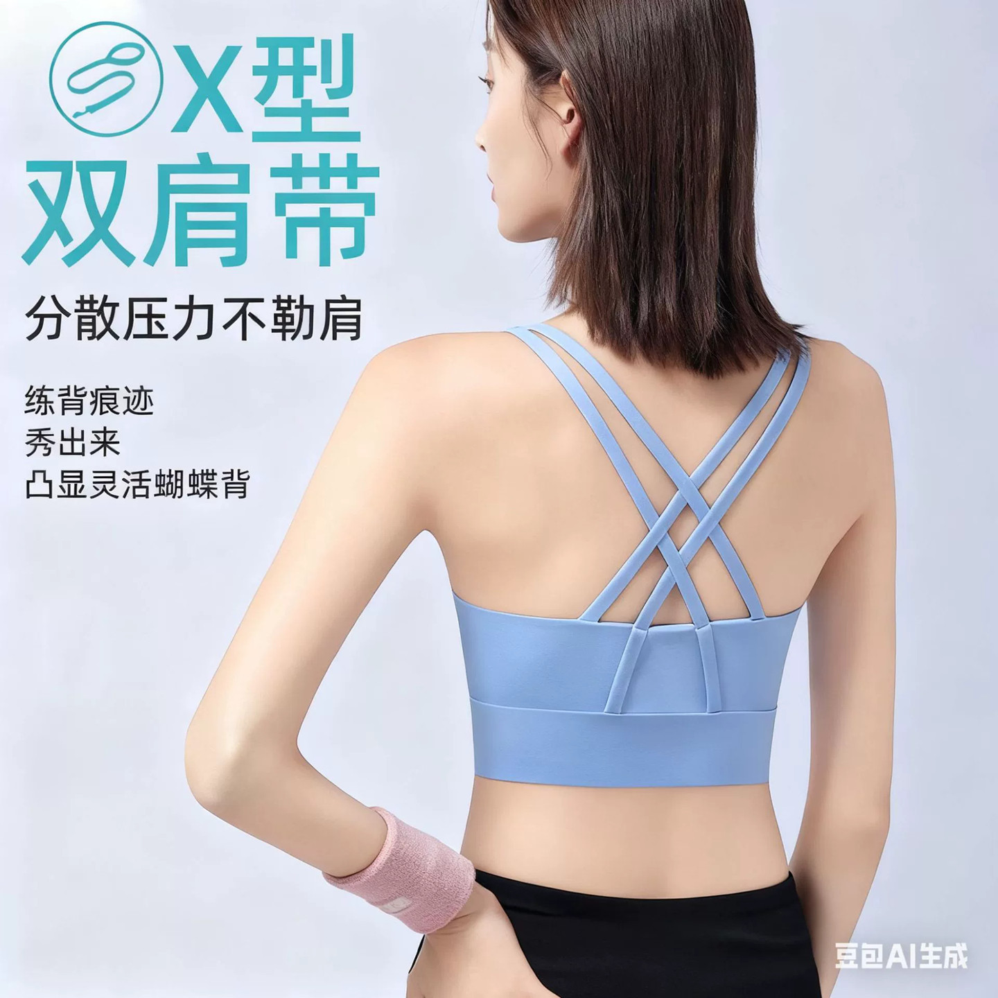 泳衣上衣单件蓝色女式分体款泳衣泡温泉专用运动背心文胸带胸垫