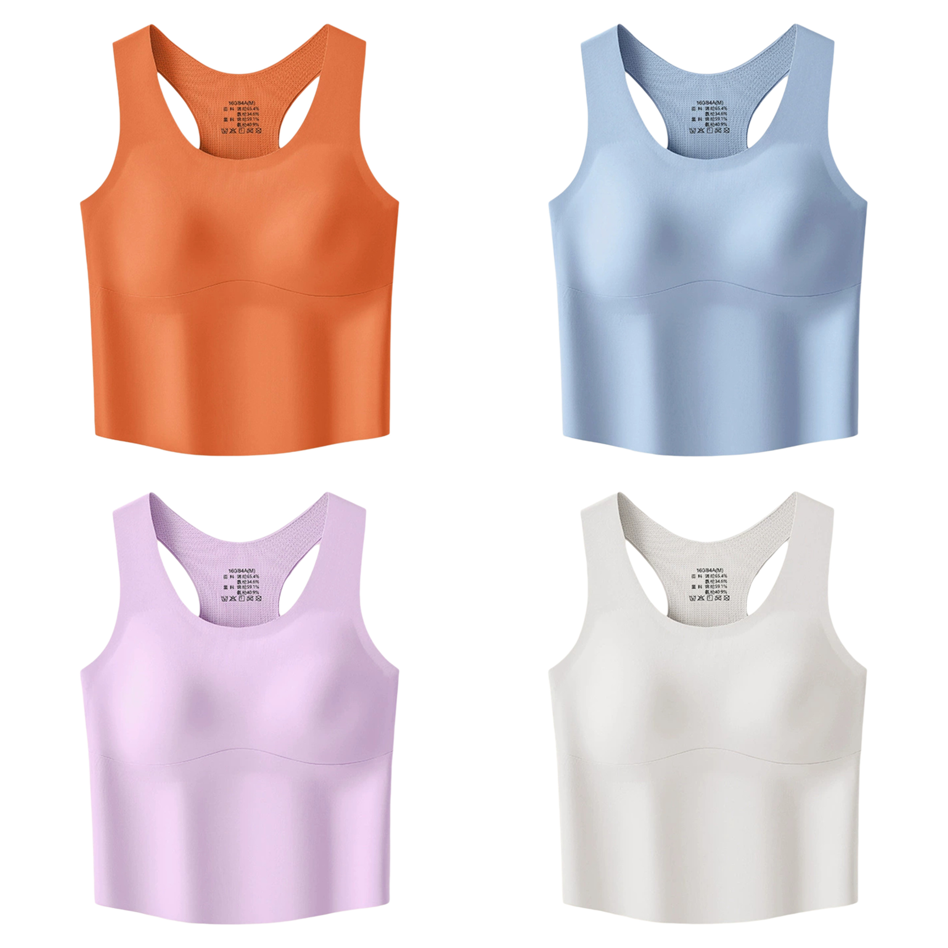 蓝色泳衣上衣单件女式分体款泳衣泡温泉专用运动背心文胸带胸垫