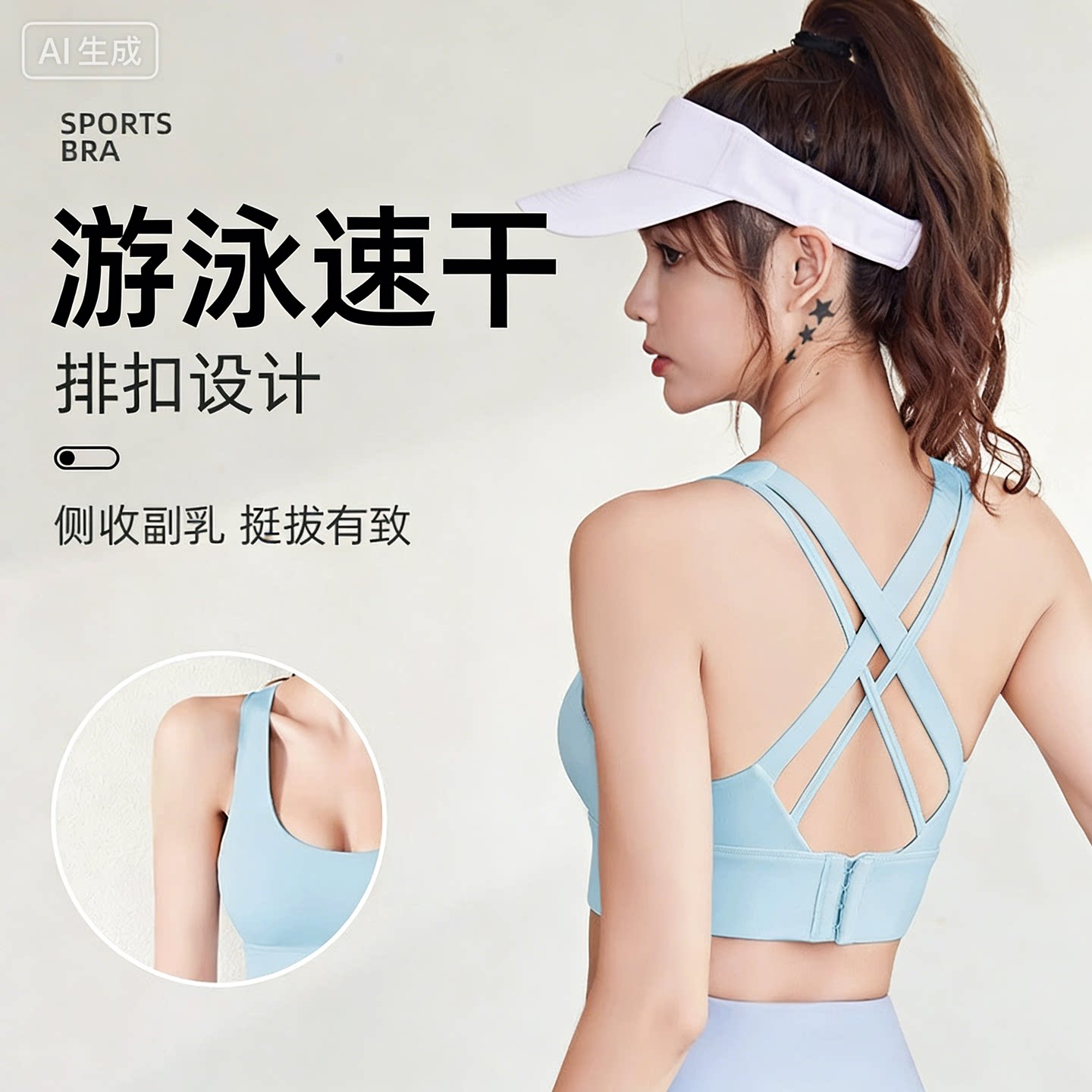 防滑防水快干游泳衣女内衣无钢圈聚拢文胸速干冲浪比基尼短款吊带