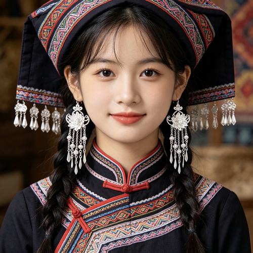 广西壮族三月三纯手工流苏耳环女气质云南苗族百搭长款彝族耳环女